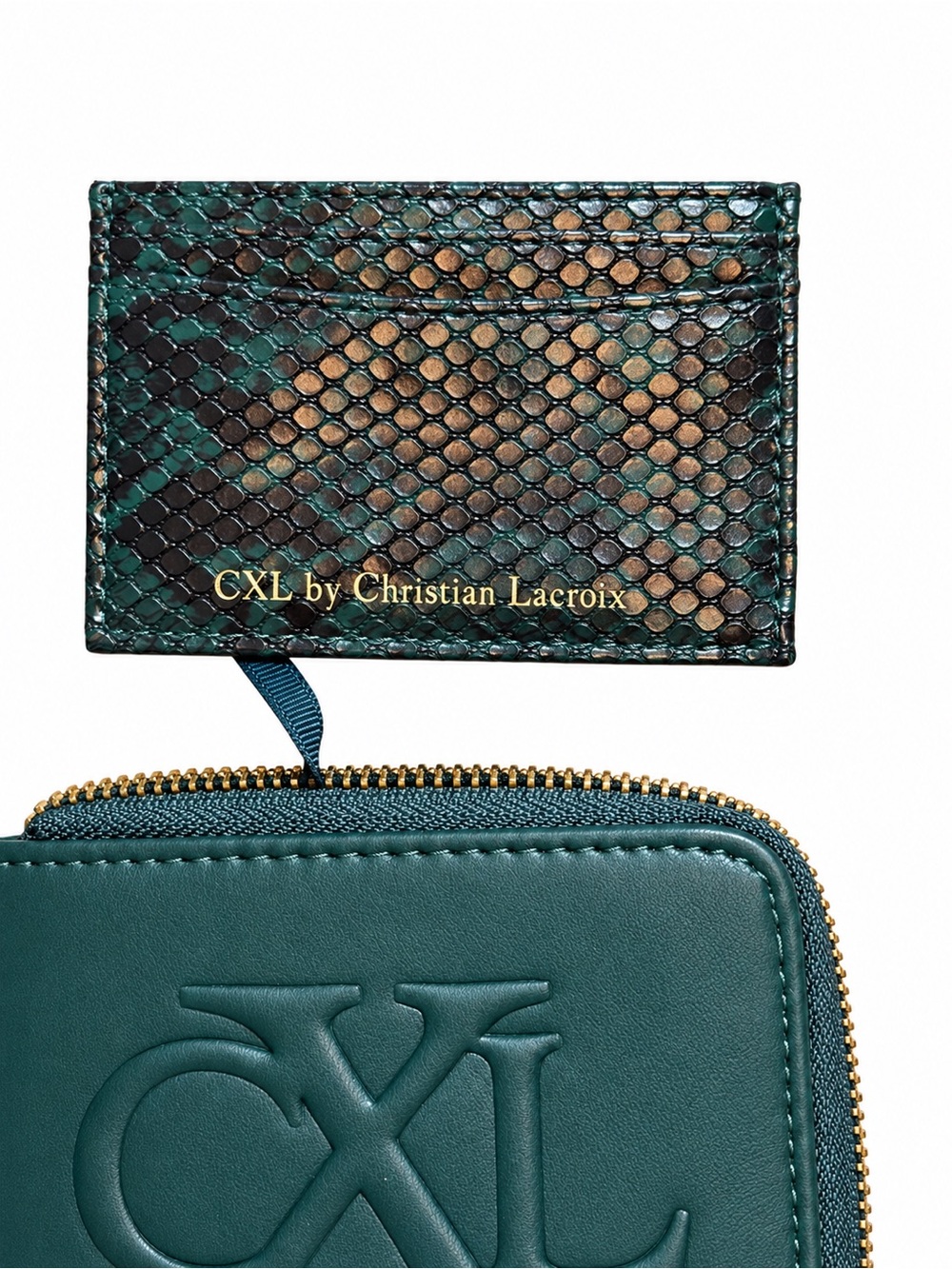 CXL Christian Lacroix NWT Teal Python Zip Around Wallet Card Holder - Picture 3 of 6